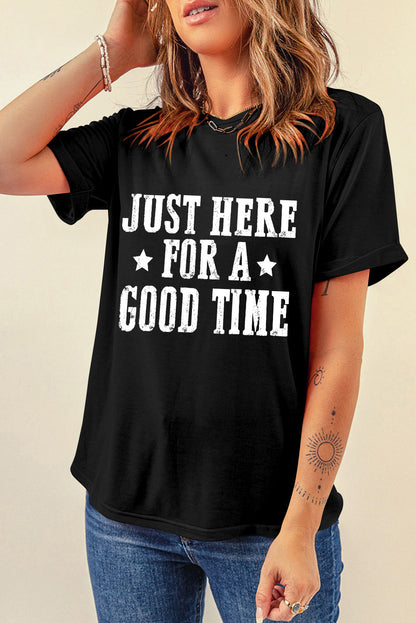 Letter Graphic Round Neck Short Sleeve Tee