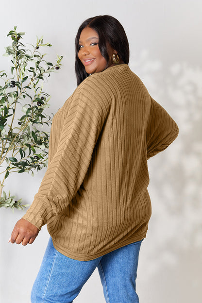 Full Size Ribbed Cocoon Cardigan