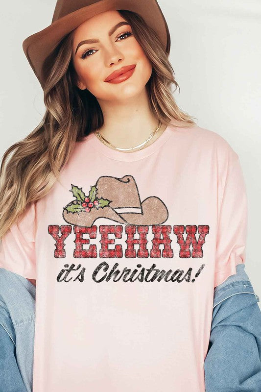 Yeehaw Country Christmas Graphic Plus Size Tee