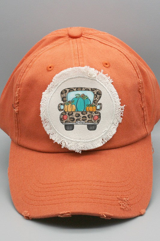 Fall Leopard Pumpkin Truck Patch Hat