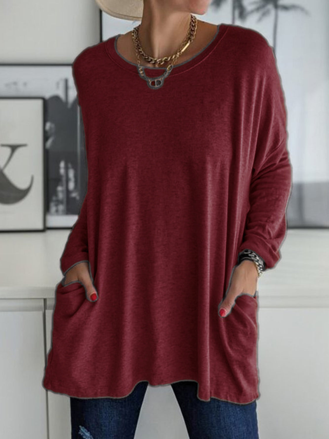 Full Size Round Neck Long Sleeve Top