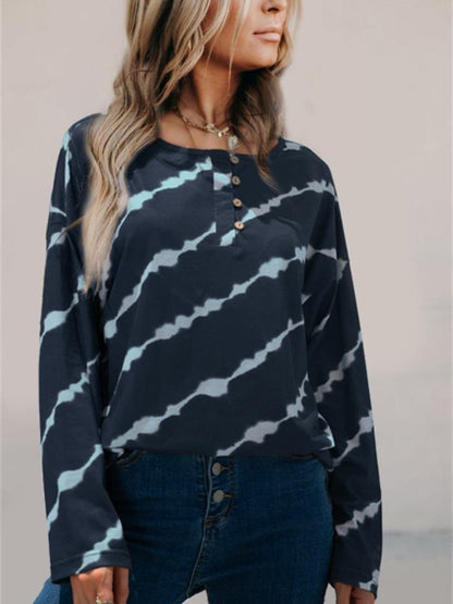 Striped Round Neck Long Sleeve Top