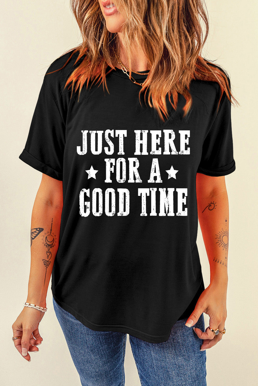 Letter Graphic Round Neck Short Sleeve Tee