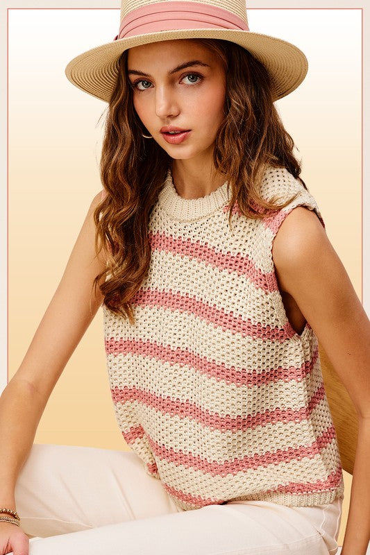 Chunky Stripe Sleeveless Sweater