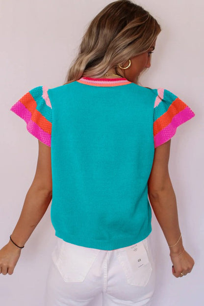 Flutter Sleeves Knitted Sweater