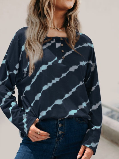 Striped Round Neck Long Sleeve Top