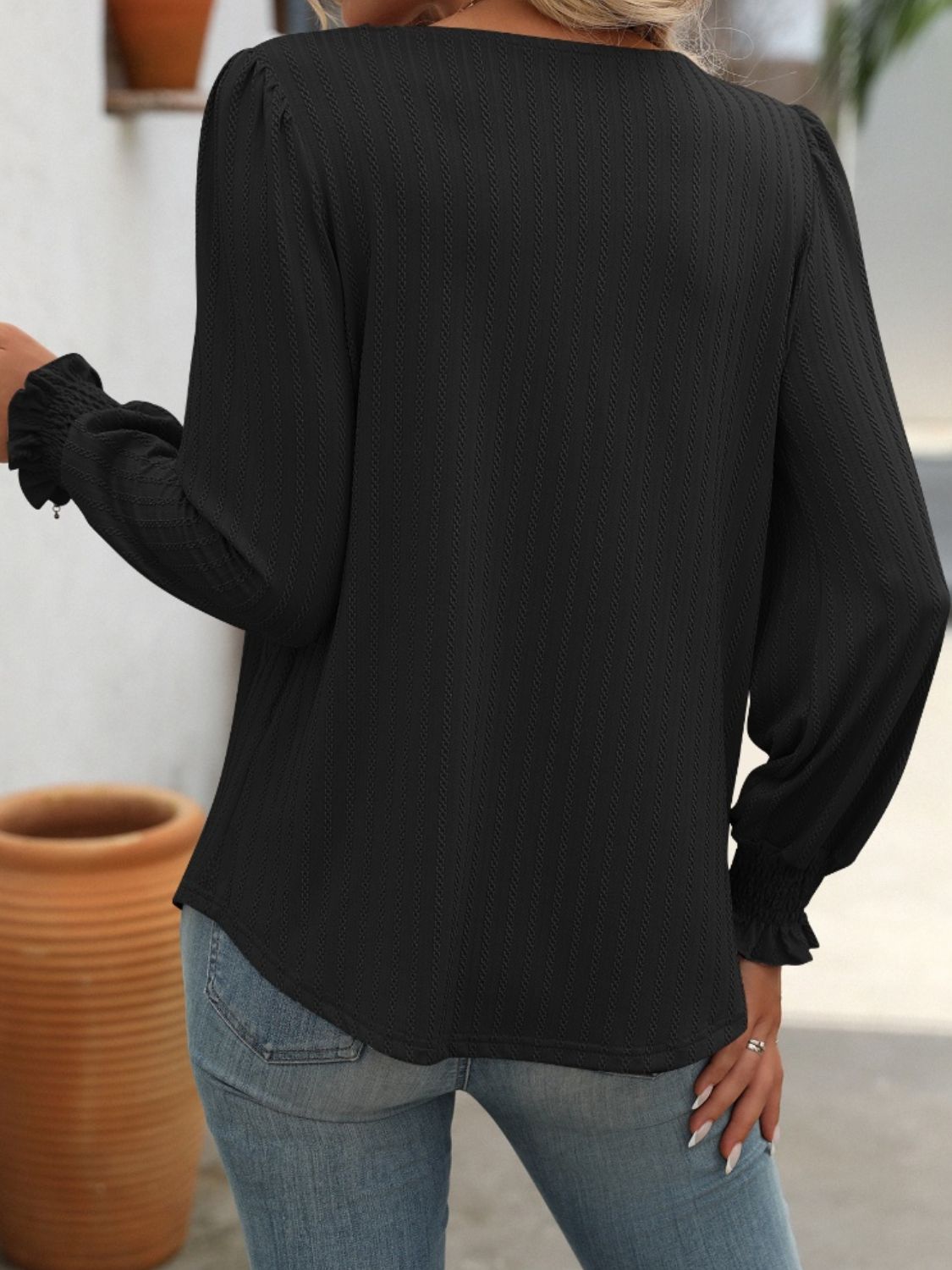 Square Neck Long Sleeve Top