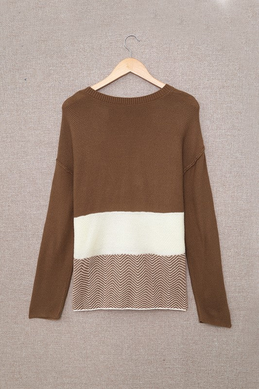 Buttoned Knitted Long Sleeve Sweater