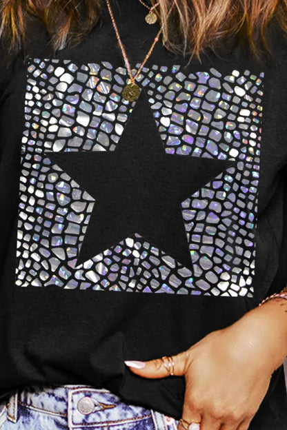 Star Round Neck Short Sleeve Tee