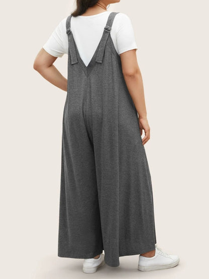 Full Size Pocketed Wide Leg Overalls