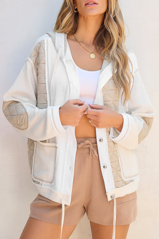 Drawstring Color Block Long Sleeve Jacket