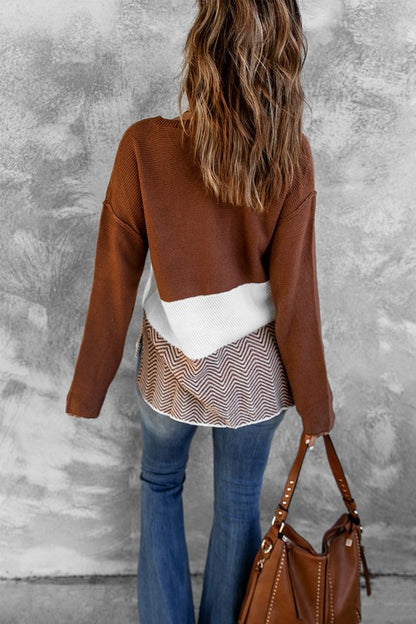 Buttoned Knitted Long Sleeve Sweater