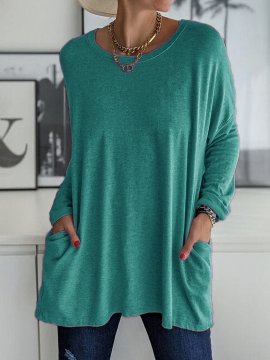 Full Size Round Neck Long Sleeve Top