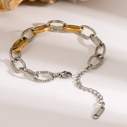 18K Gold-Plated Mixed Metal Large Loop Bracelet