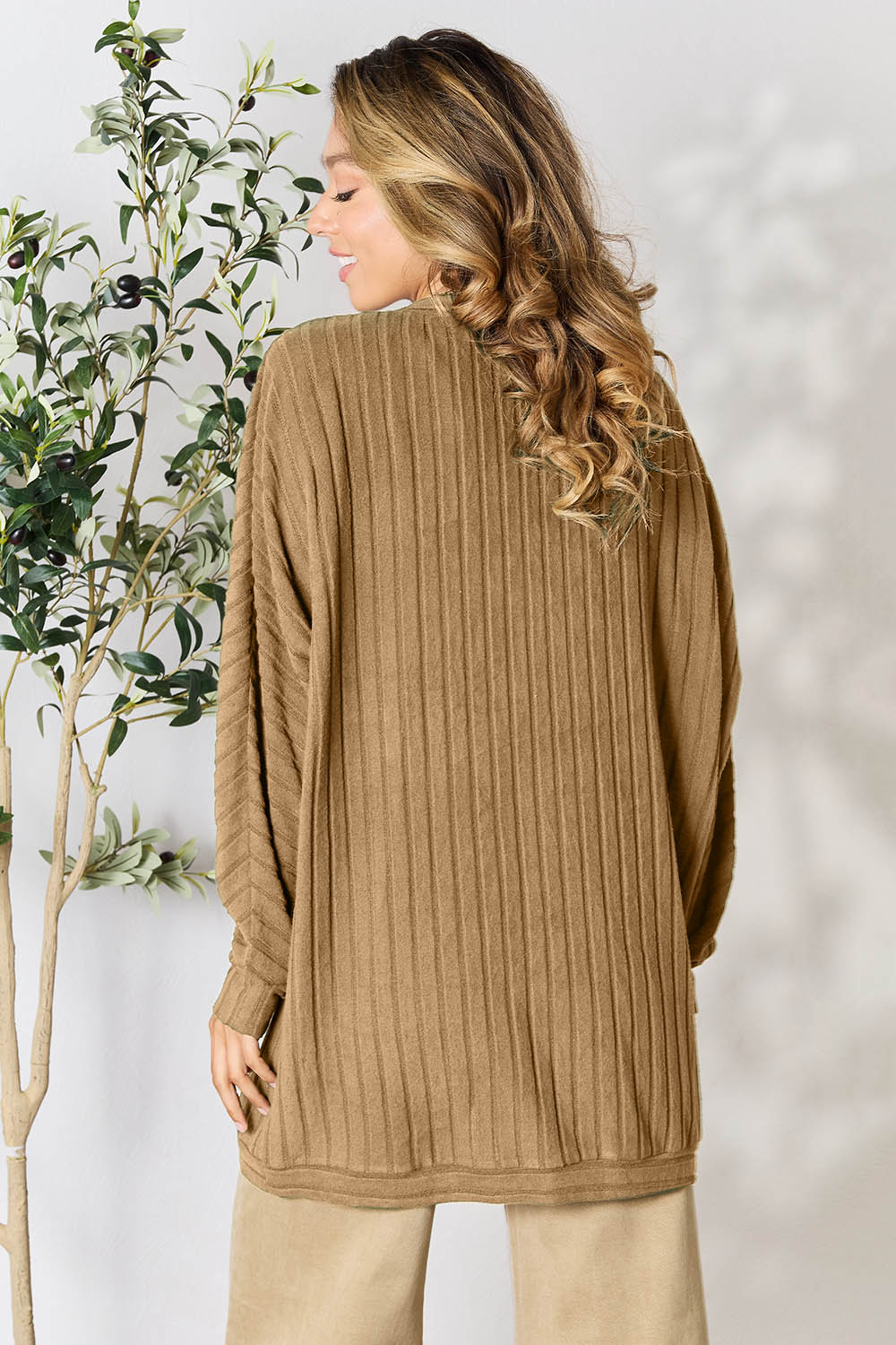 Full Size Ribbed Cocoon Cardigan