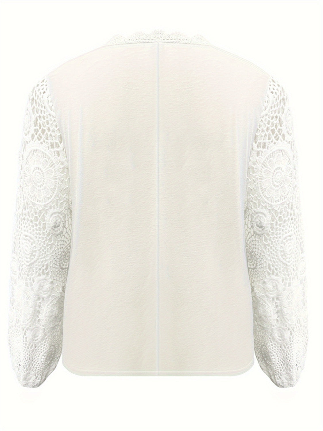 Plus Size Lace Detail V-Neck Long Sleeve Top