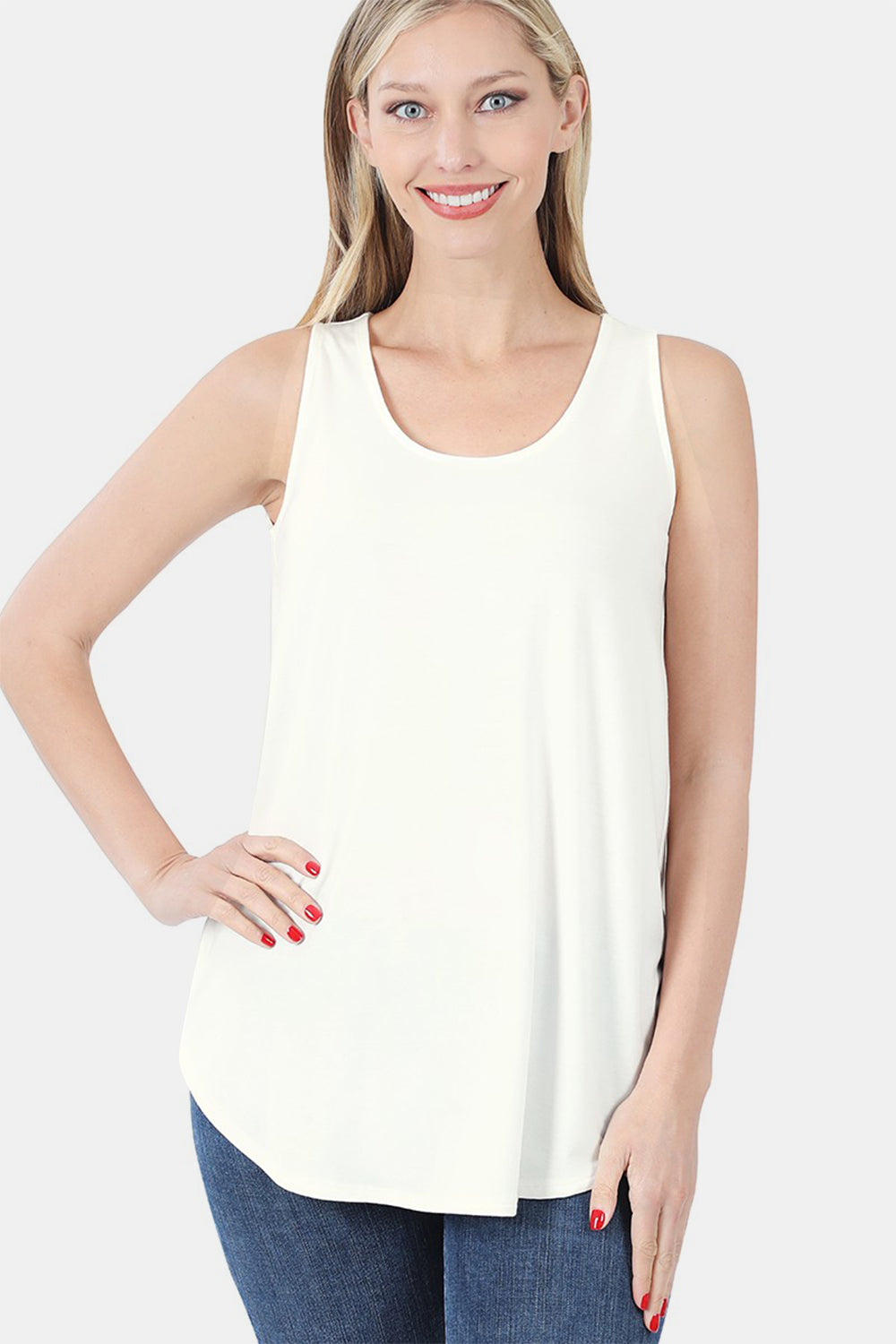 Round Neck Curved Hem Tank