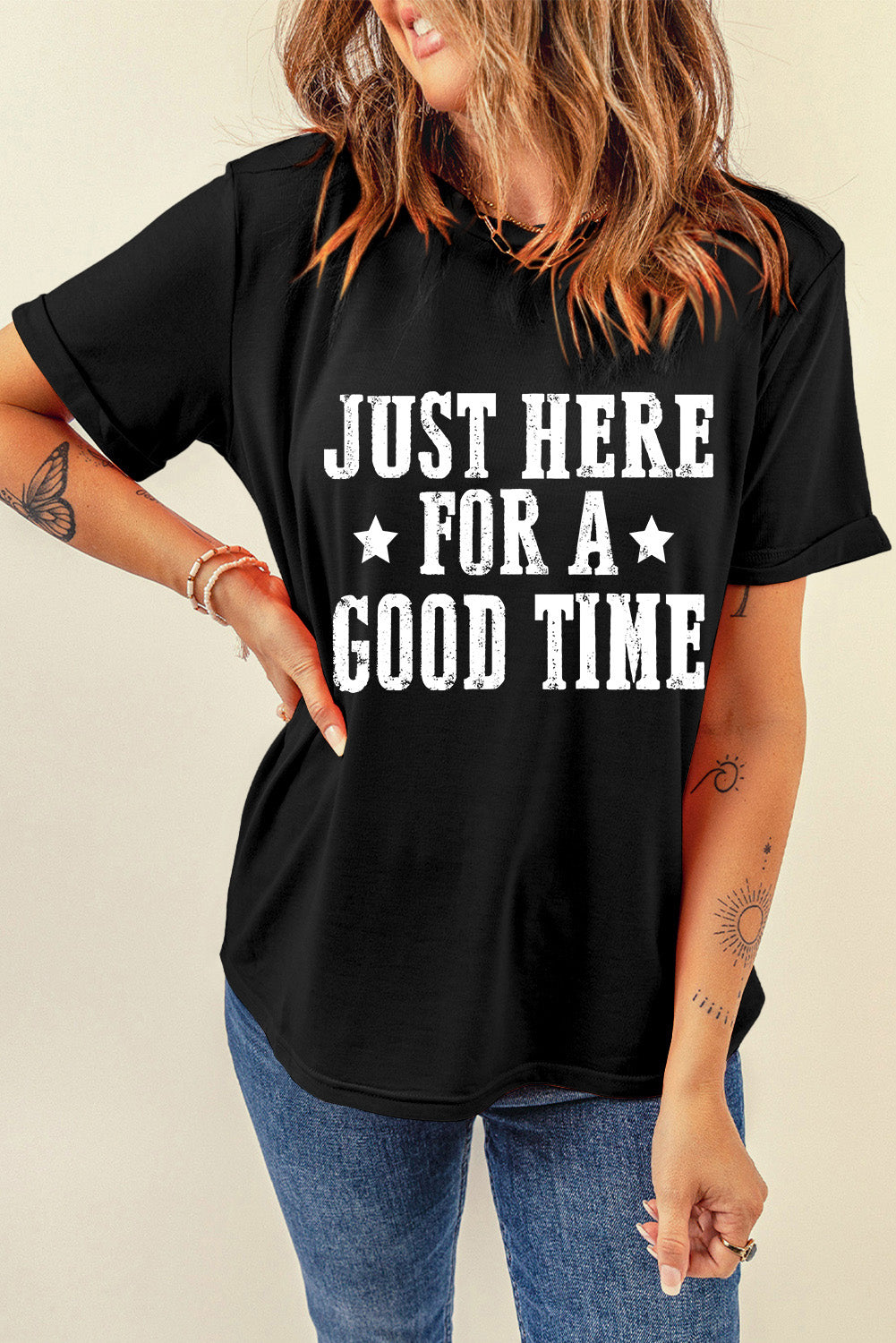 Letter Graphic Round Neck Short Sleeve Tee