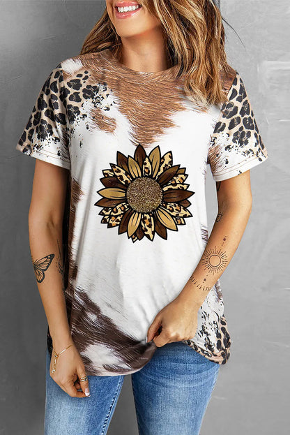 Sunflower Graphic Round Neck Short Sleeve Top